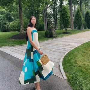 NWT Banana Republic Square Neck Cotton Maxi Dress Sandy Beach Size M